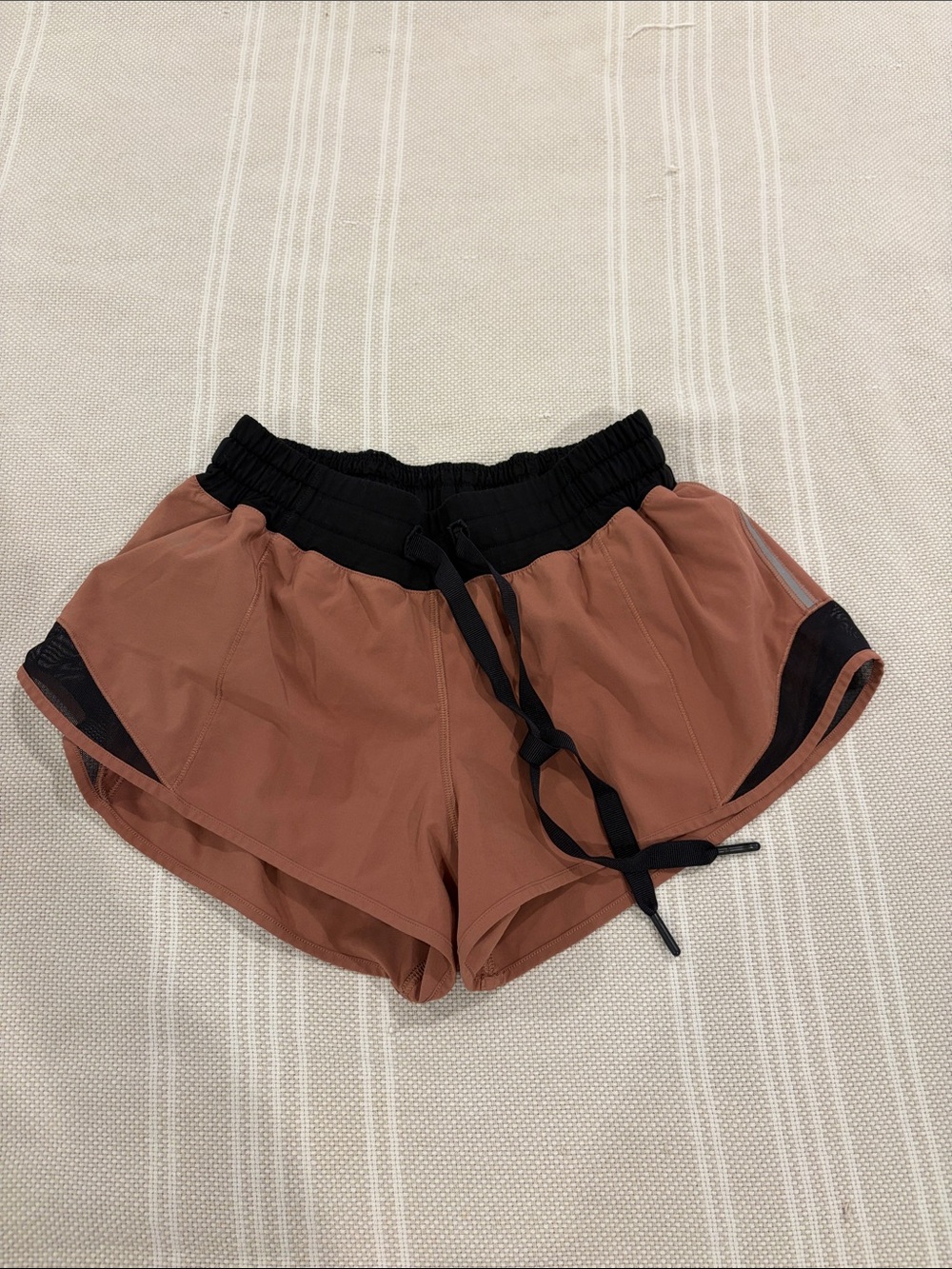 lululemon athletica Rust Colored Running Shorts with Black Waistband